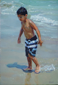 Boy in Striped Trunks, oil on masonite, 12" x 8.5"